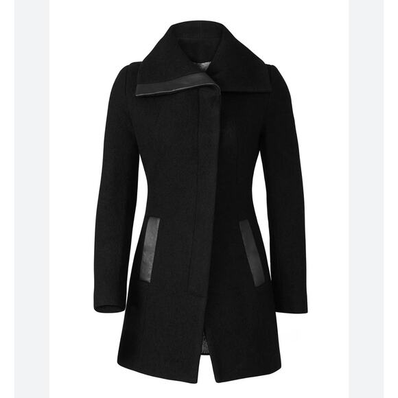 SOIA & KYO Jemma Car Wool Coat in Black, Size Small - Picture 1 of 8